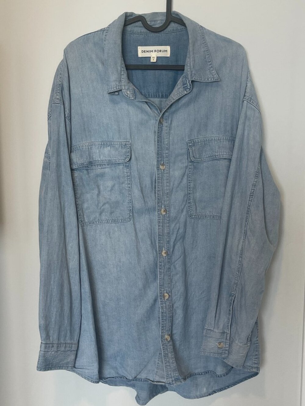 Denim Forum Light Wash Denim Button-Front Shirt